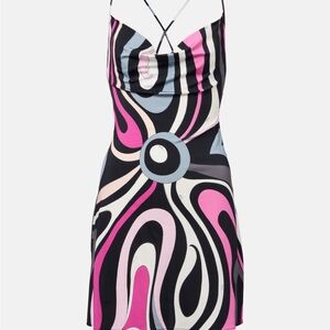 Emilio Pucci Pink and Black Swirl Mini Dress